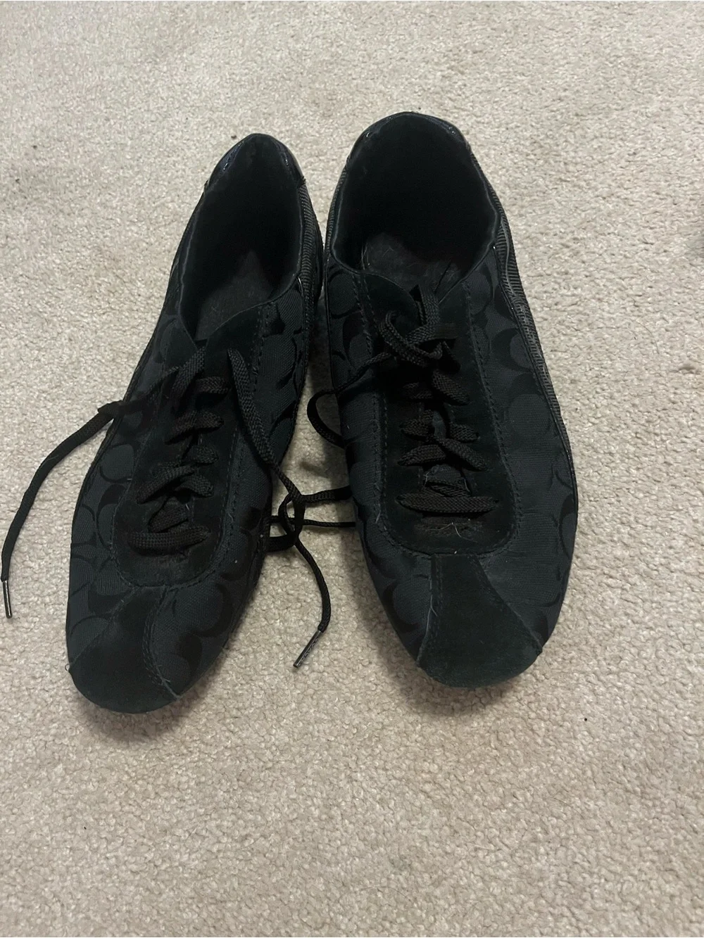 Coach Women’s Black Signature Logo Lace-Up Sneakers